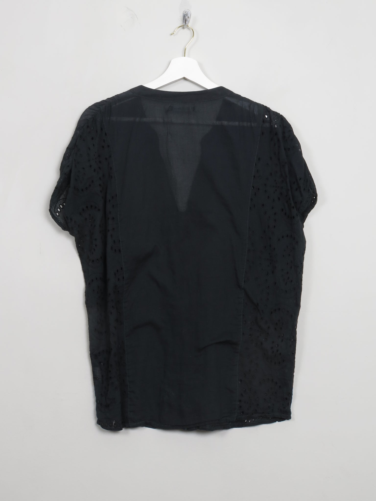 Women's Black Broderie Anglaise Blouse M/L