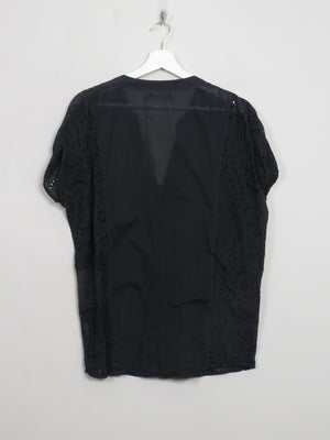 Women's Black Broderie Anglaise Blouse M/L