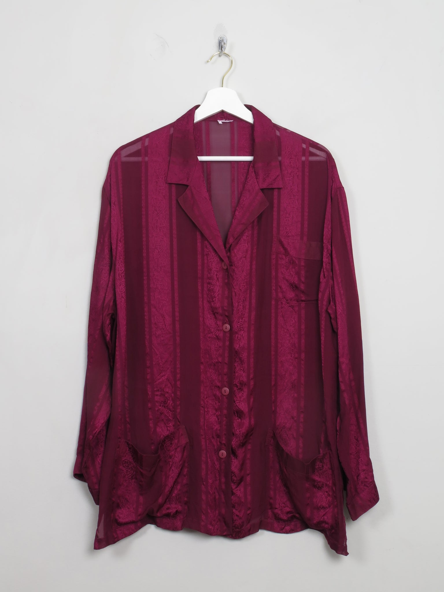 Women's Vintage Plum Silk Jacket L/XL