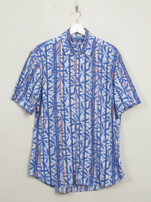 Men's Blue Vintage Hawaiian Aigner Designer Shirt L - The Harlequin