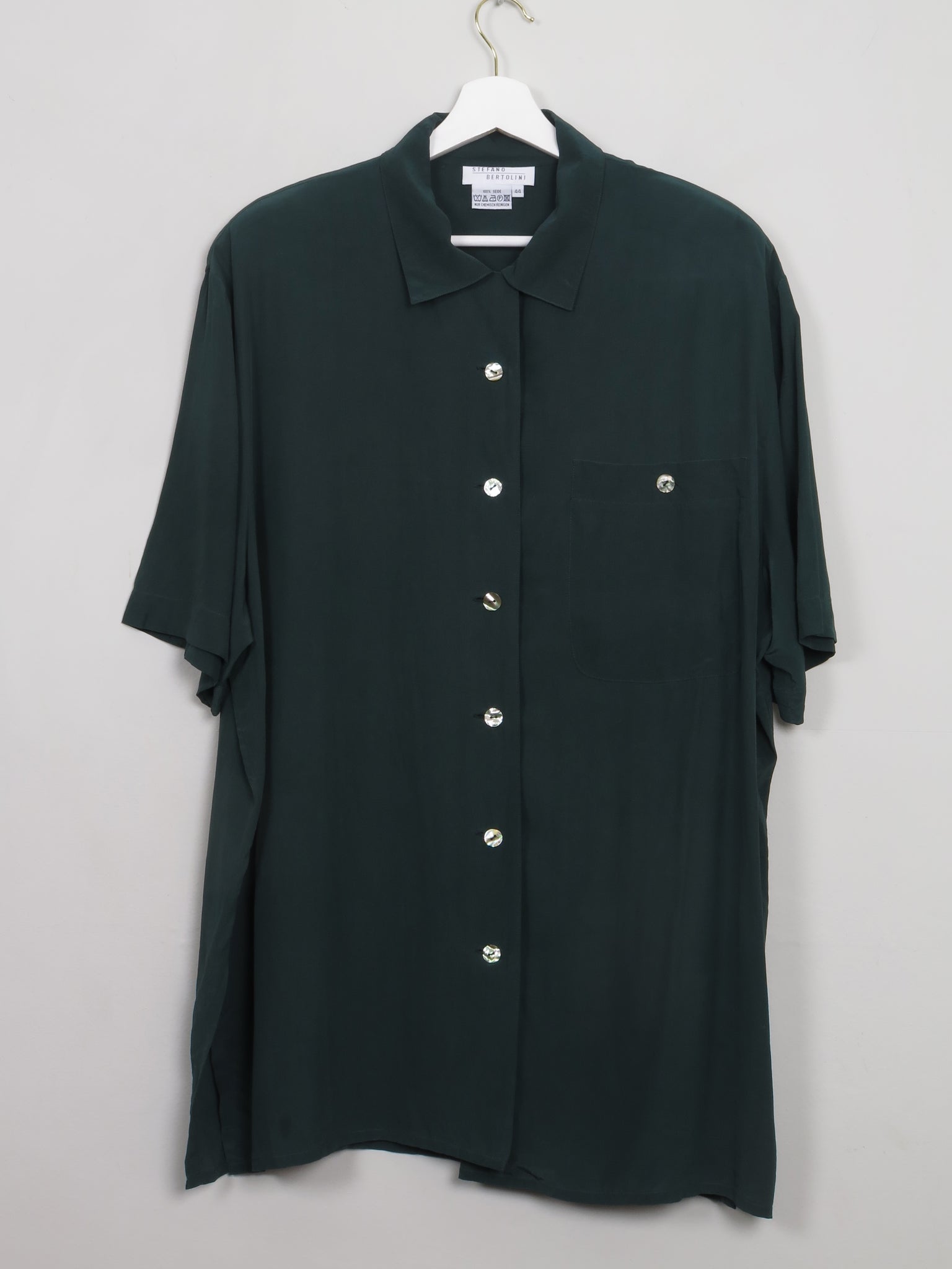 Vintage Green Silk Long Blouse XL - The Harlequin