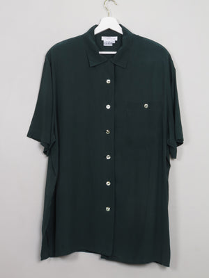 Vintage Green Silk Long Blouse XL - The Harlequin