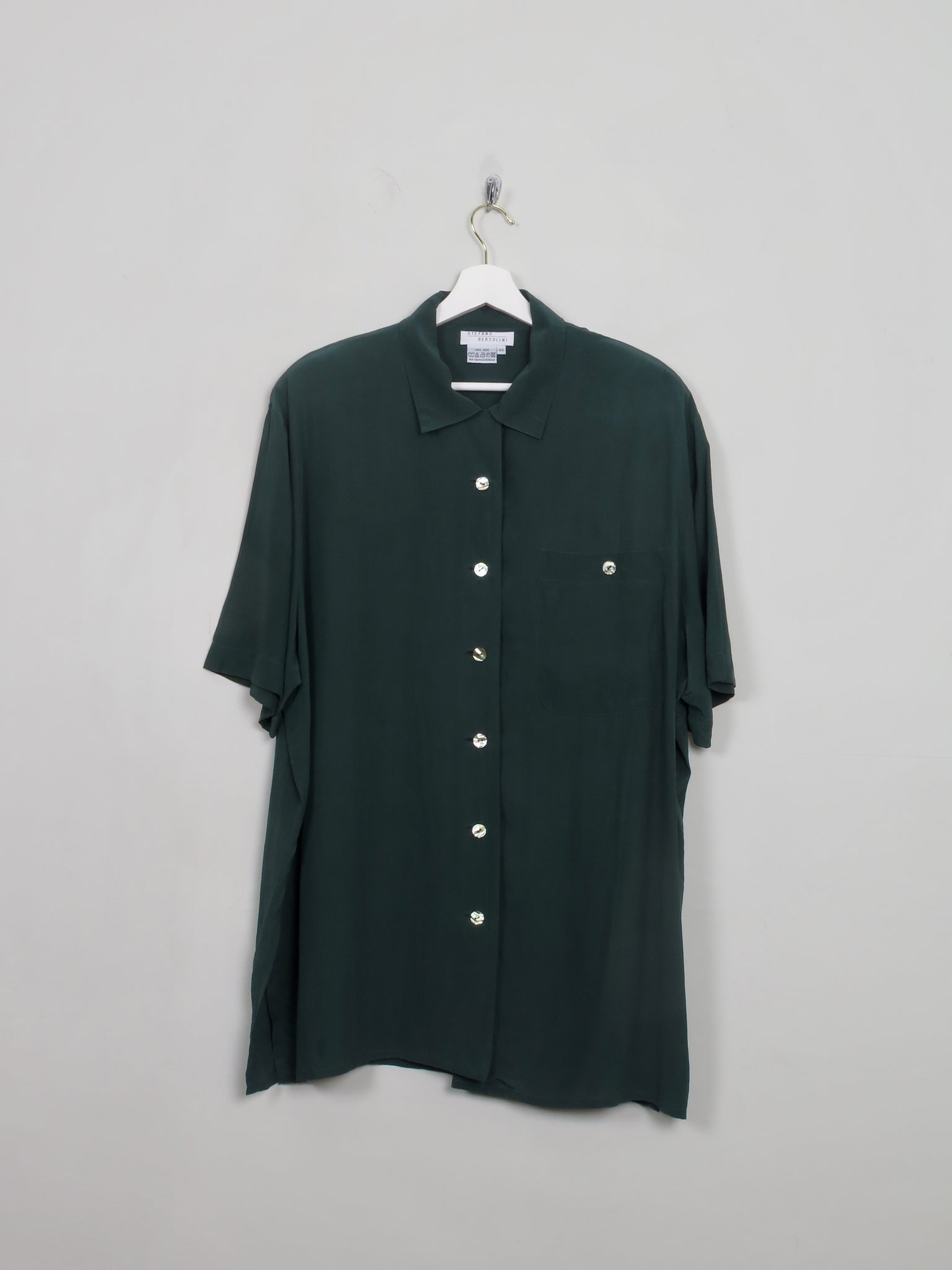 Vintage Green Silk Long Blouse XL - The Harlequin