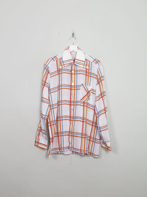 Men's Vintage Patterned  70s Shirt L - The Harlequin