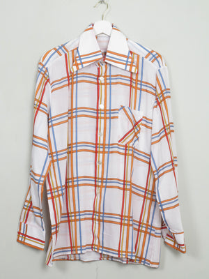 Men's Vintage Patterned  70s Shirt L - The Harlequin
