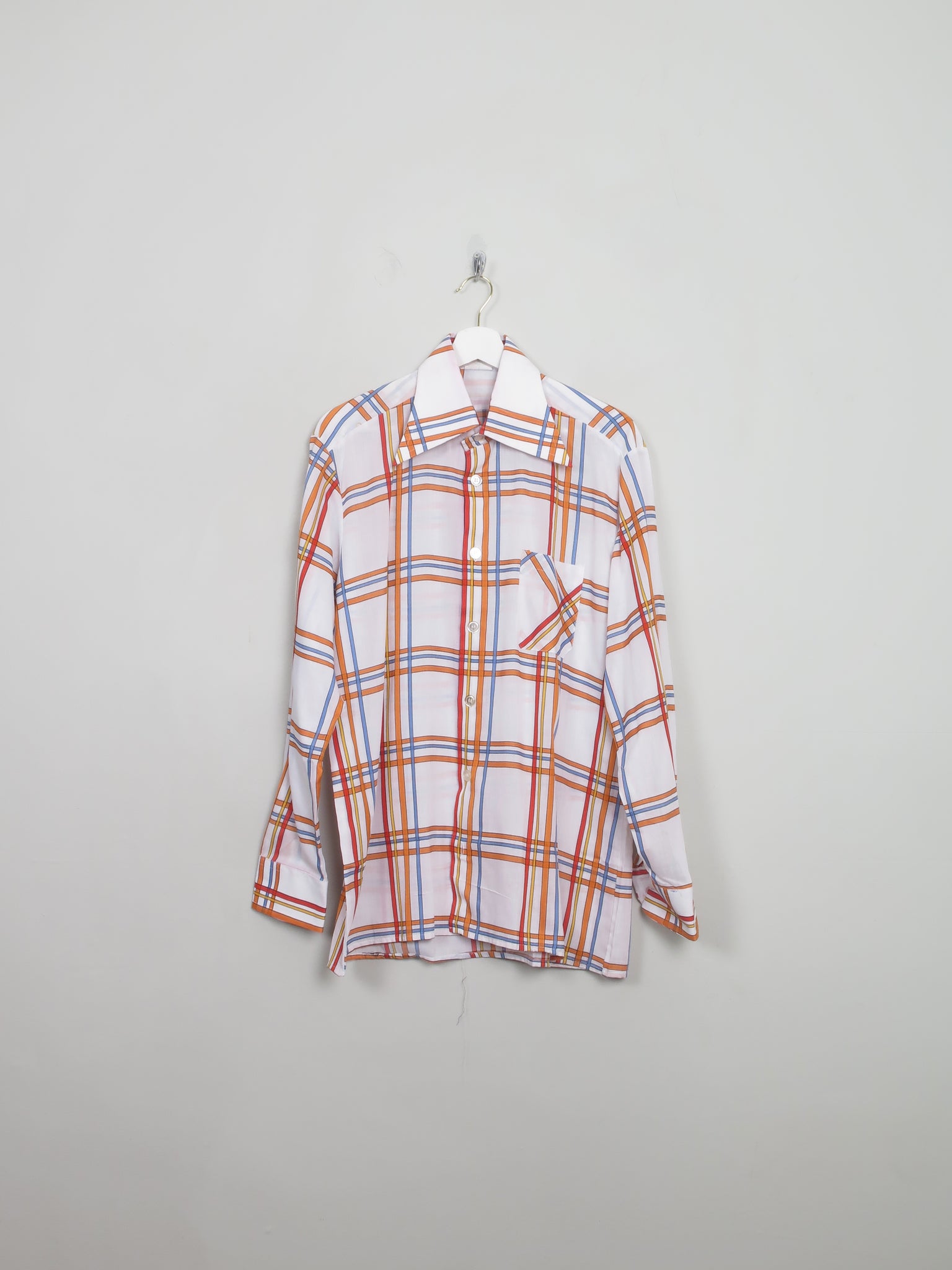 Men's Vintage Patterned  70s Shirt L - The Harlequin