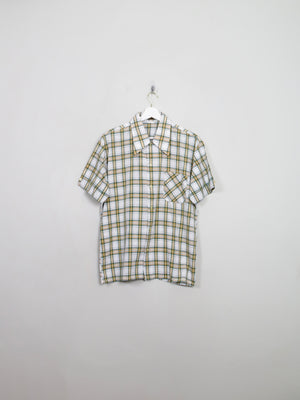 Men's Vintage Green & White Check 1960s Shirt M - The Harlequin