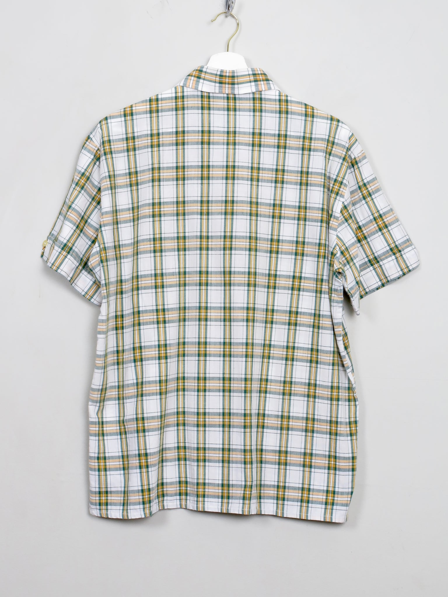 Men's Vintage Green & White Check 1960s Shirt M - The Harlequin
