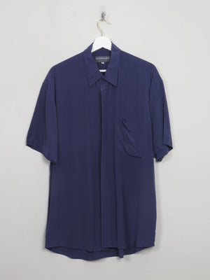 Men's Vintage Navy Silk Shirt M - The Harlequin