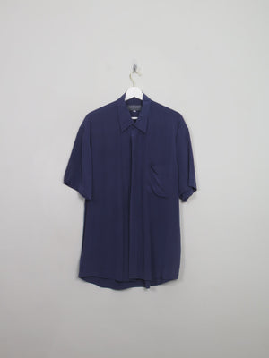 Men's Vintage Navy Silk Shirt M - The Harlequin