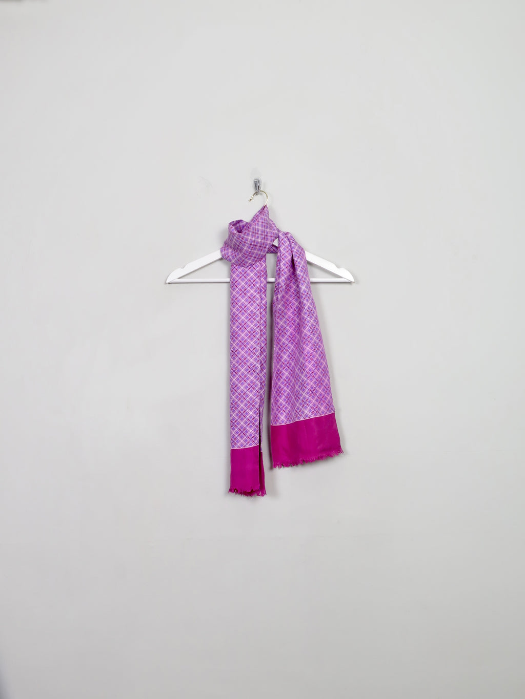 Men's Vintage Check Purple Silk Scarf