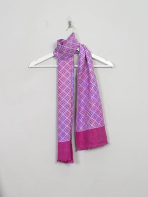 Men's Vintage Check Purple Silk Scarf