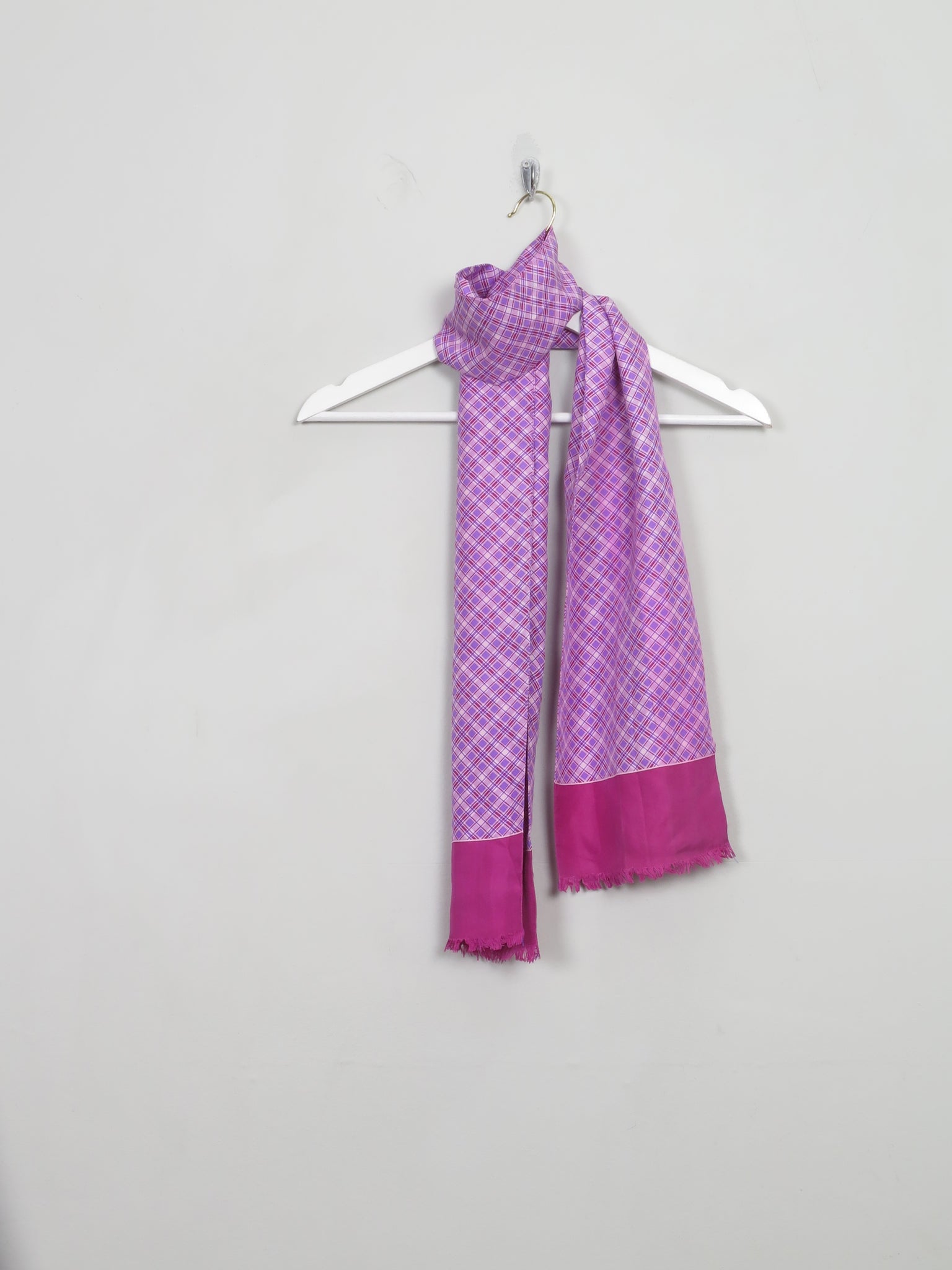 Men's Vintage Check Purple Silk Scarf
