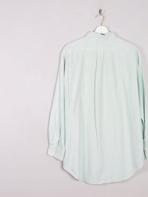 Men's Green Pinstripe Ralph Lauren Shirt XL
