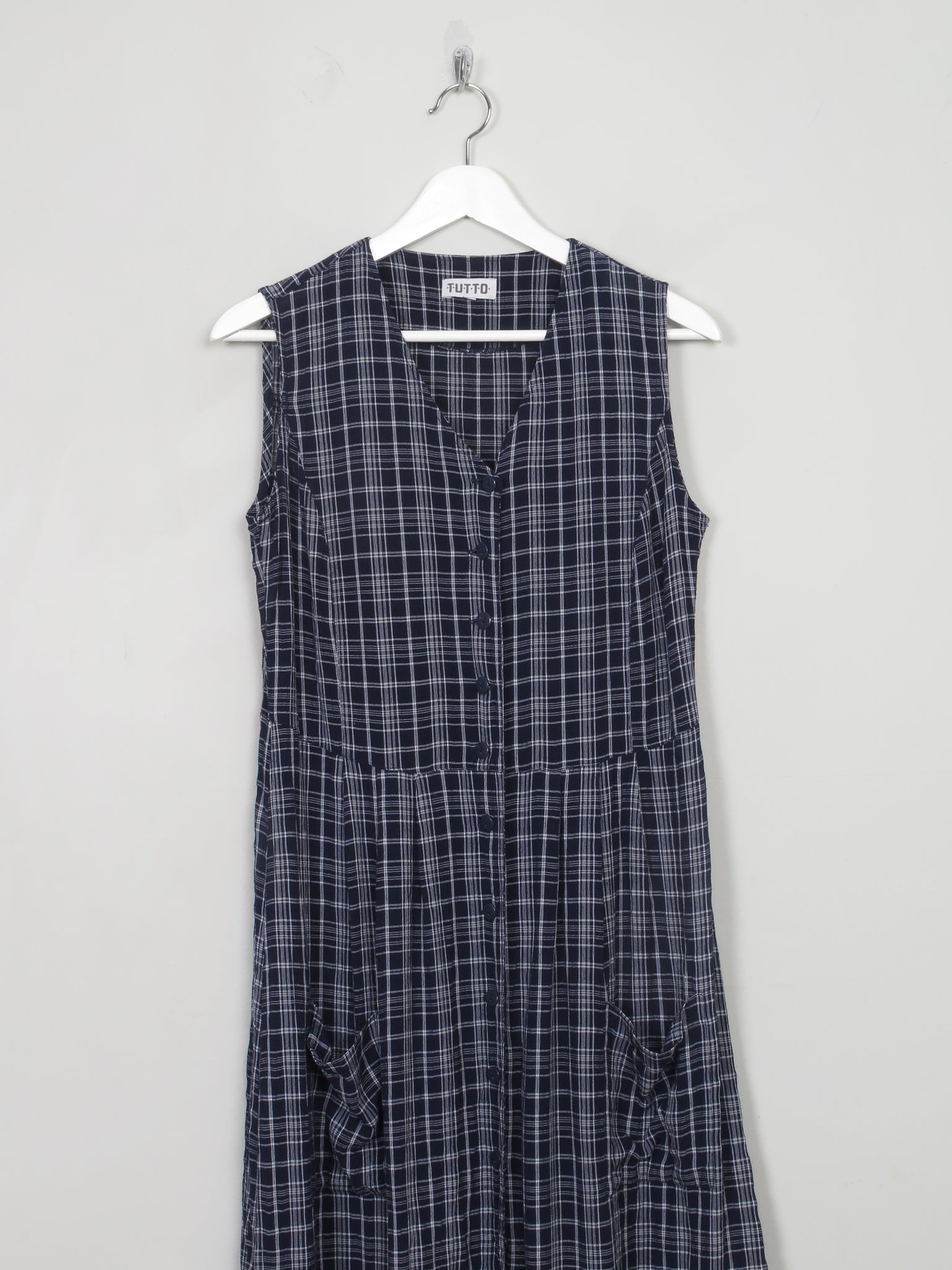 Vintage Navy & White Button Down 90s Dress S - The Harlequin