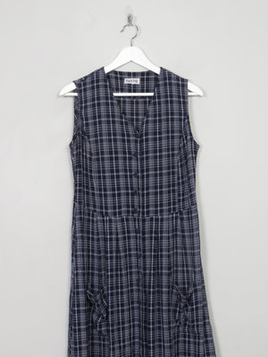 Vintage Navy & White Button Down 90s Dress S - The Harlequin