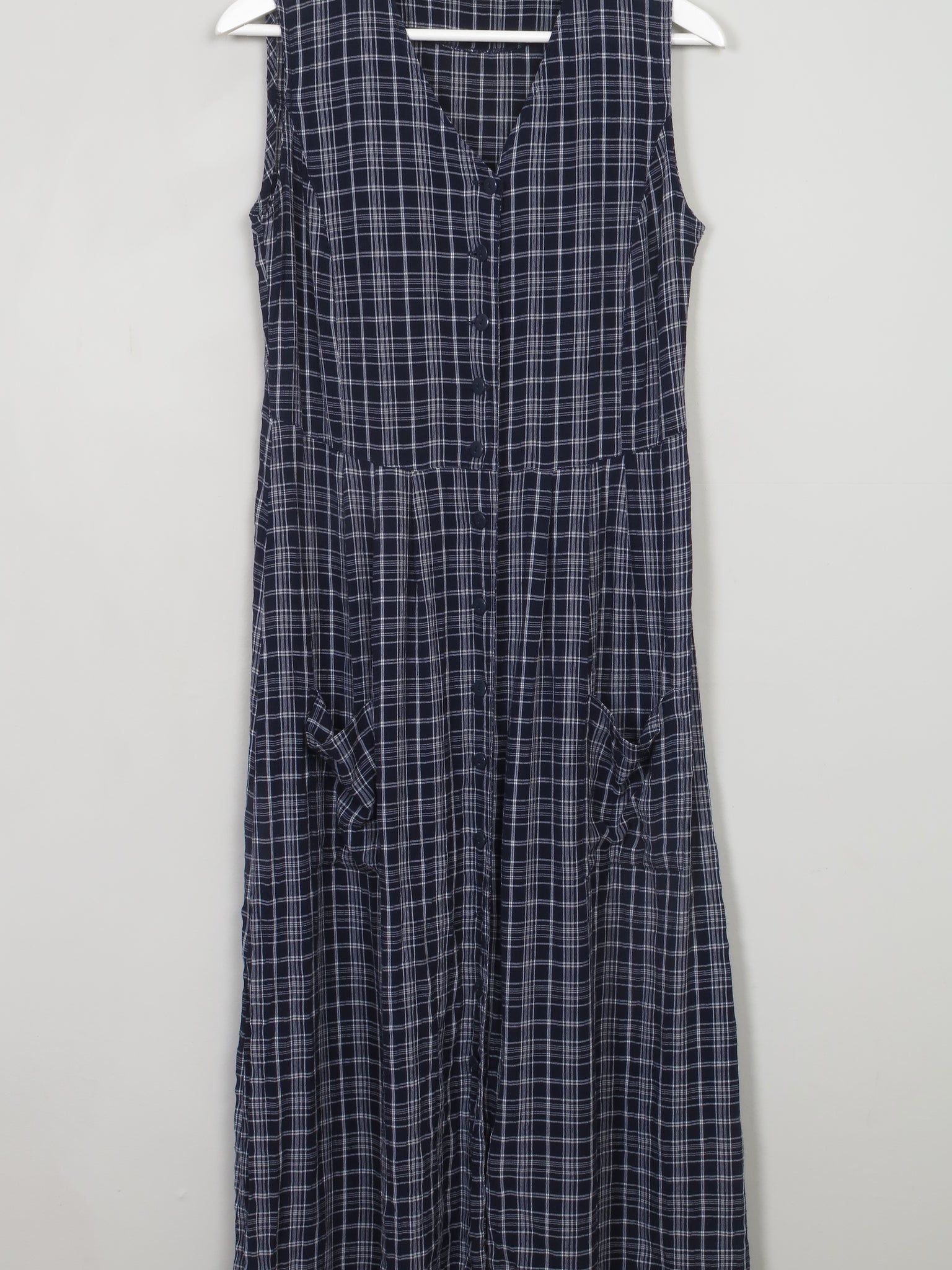 Vintage Navy & White Button Down 90s Dress S - The Harlequin