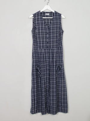 Vintage Navy & White Button Down 90s Dress S - The Harlequin