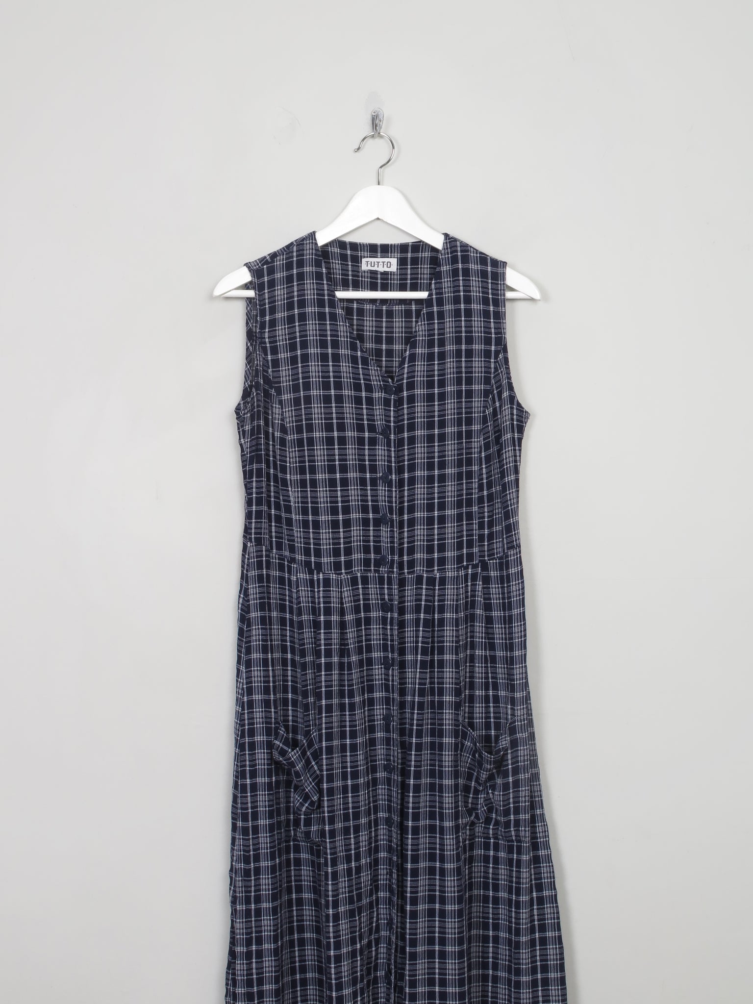 Vintage Navy & White Button Down 90s Dress S - The Harlequin