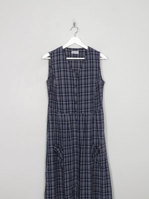Vintage Navy & White Button Down 90s Dress S - The Harlequin
