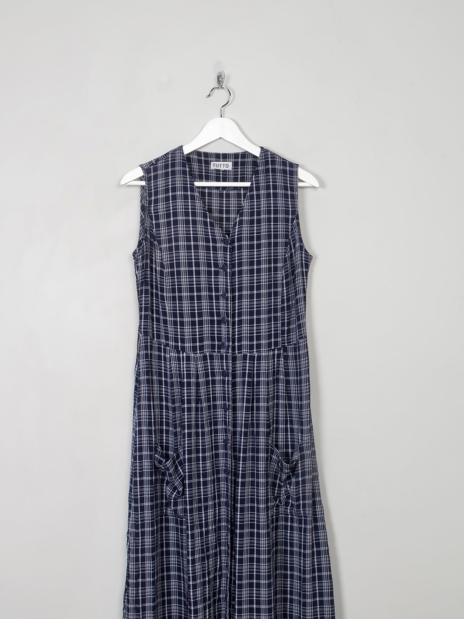 Vintage Navy & White Button Down 90s Dress S - The Harlequin