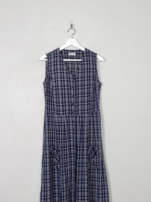 Vintage Navy & White Button Down 90s Dress S - The Harlequin