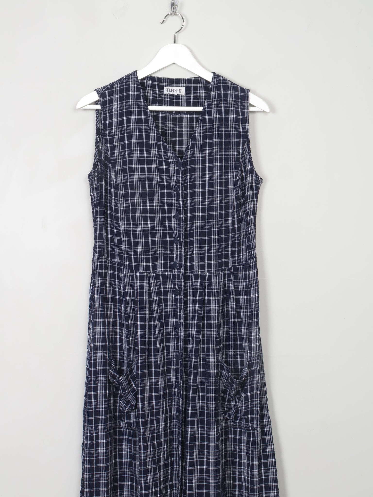 Vintage Navy & White Button Down 90s Dress S - The Harlequin