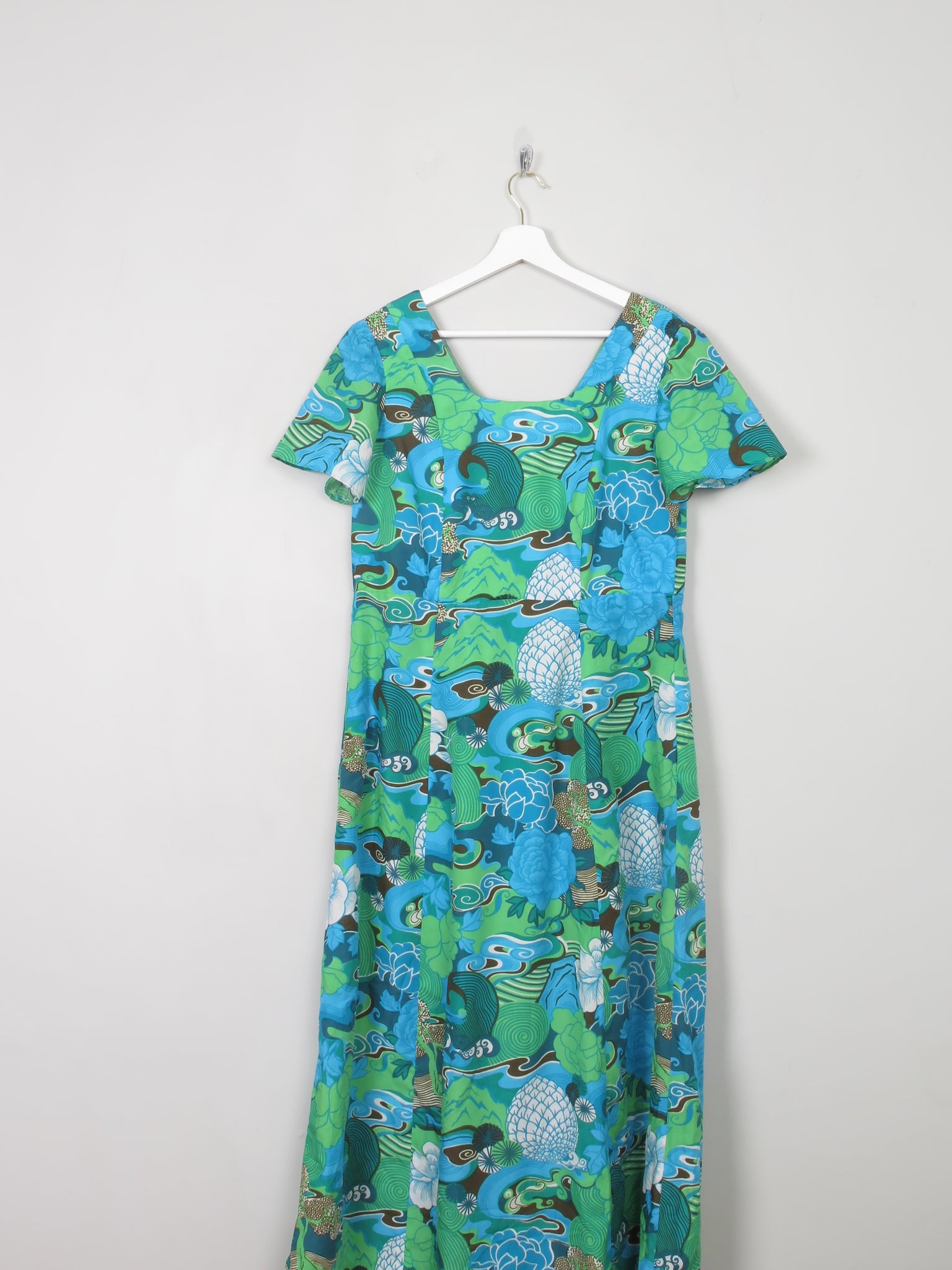 Vintage Green Printed 1970s Dress 14 - The Harlequin
