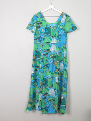 Vintage Green Printed 1970s Dress 14 - The Harlequin
