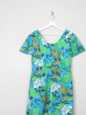 Vintage Green Printed 1970s Dress 14 - The Harlequin