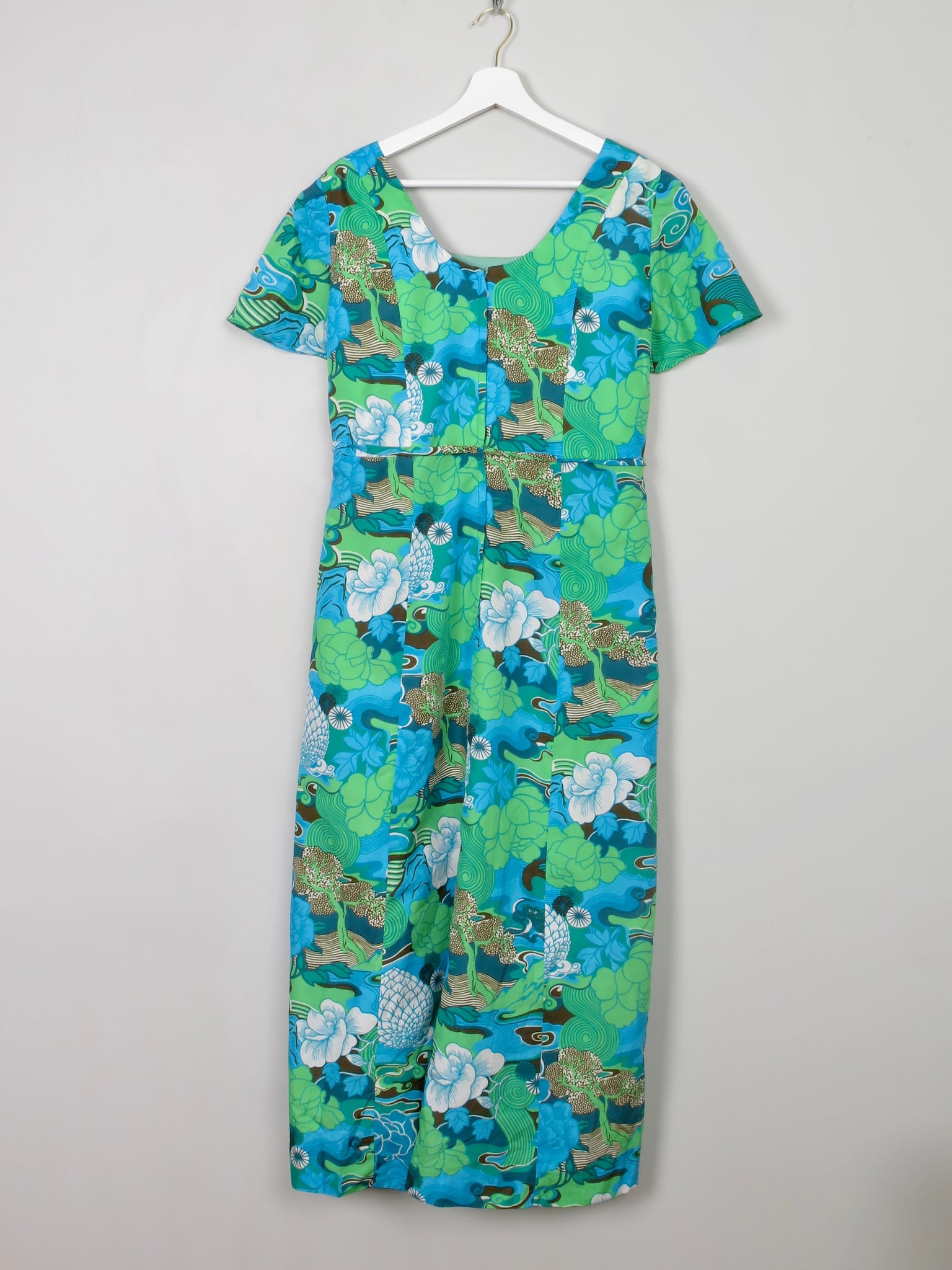 Vintage Green Printed 1970s Dress 14 - The Harlequin