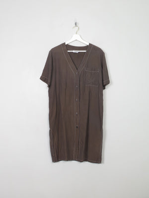 Vintage Black/Brown Silk Button Down Dress S/M - The Harlequin