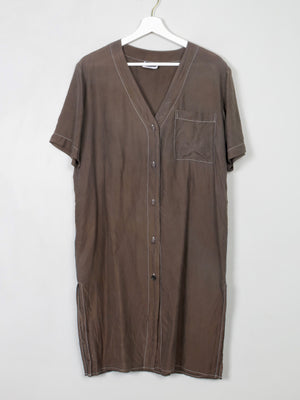 Vintage Black/Brown Silk Button Down Dress S/M - The Harlequin