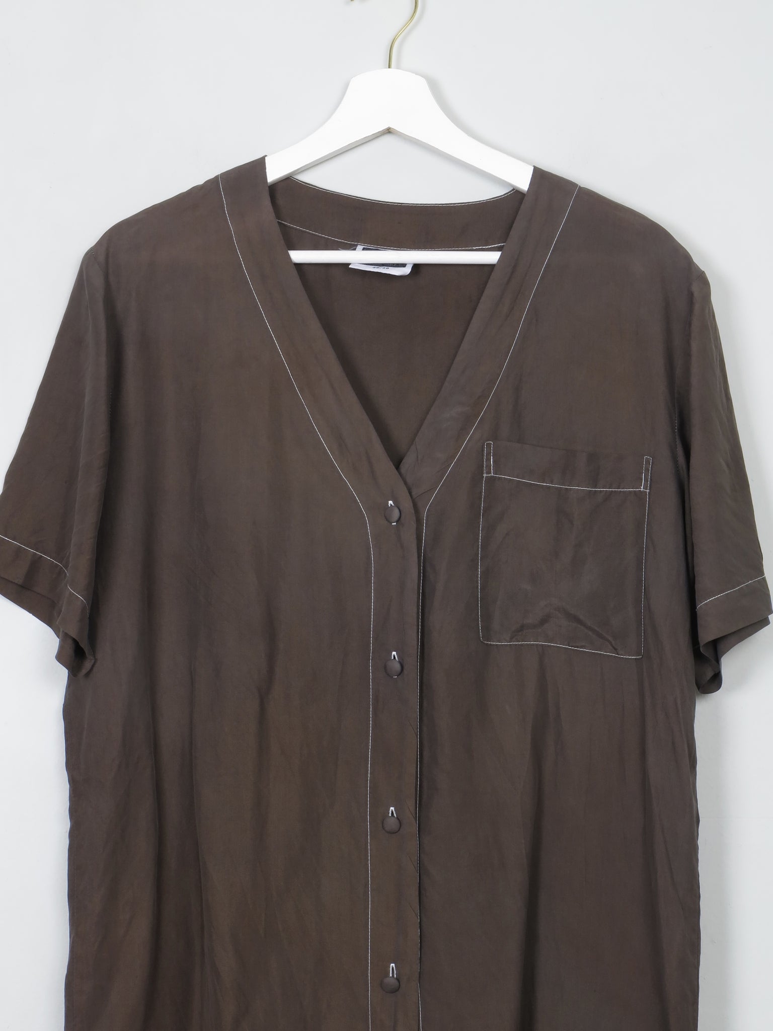 Vintage Black/Brown Silk Button Down Dress S/M - The Harlequin