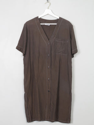 Vintage Black/Brown Silk Button Down Dress S/M - The Harlequin