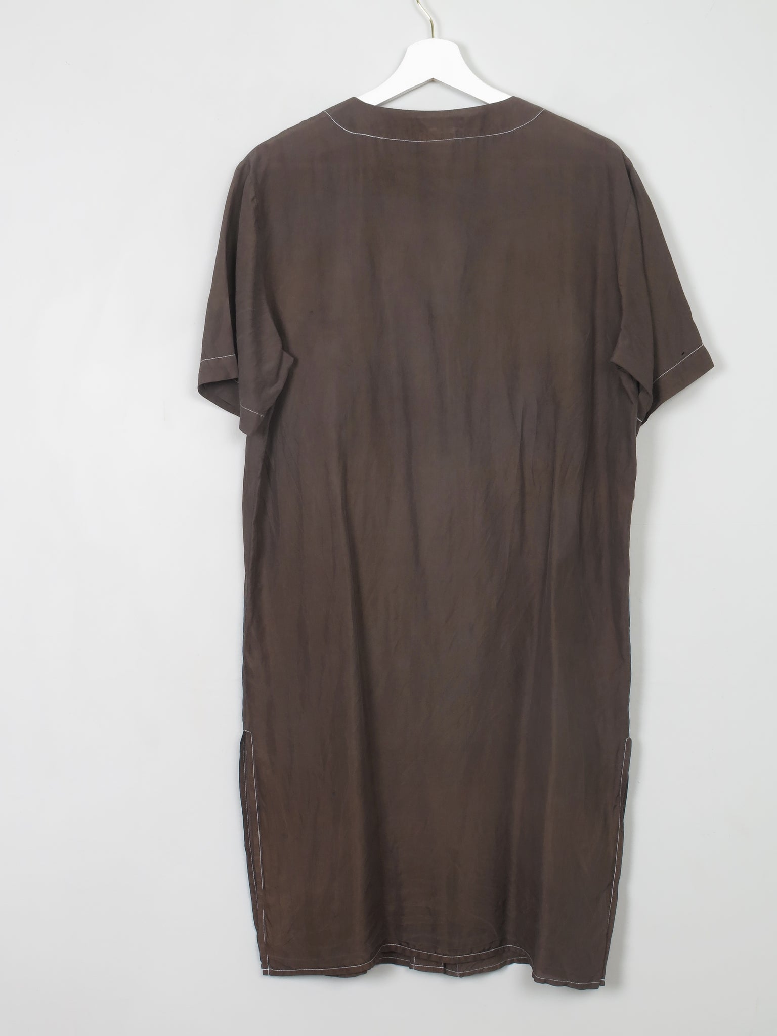 Vintage Black/Brown Silk Button Down Dress S/M - The Harlequin