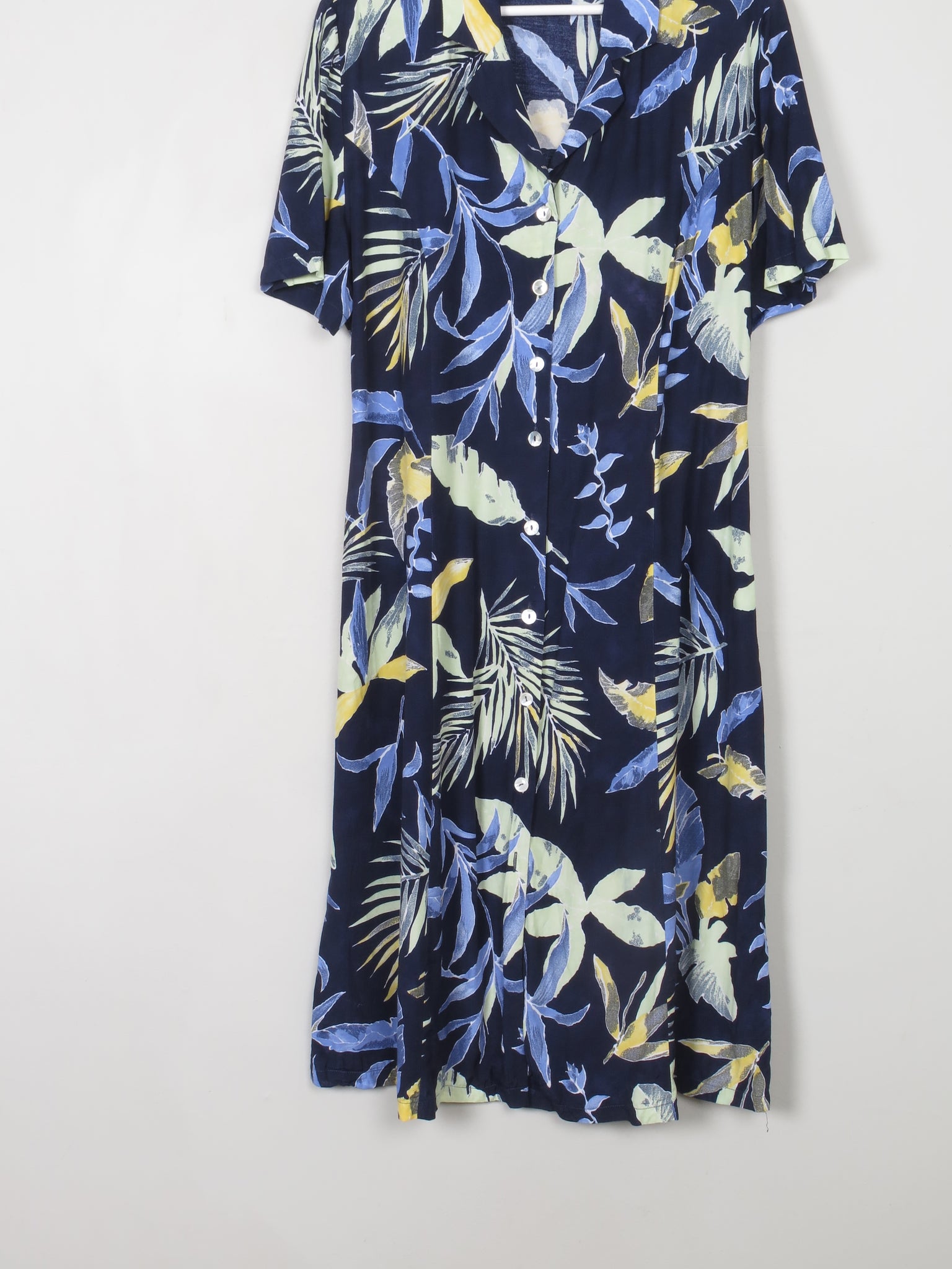 Vintage Navy Hawaiian Print Style Dress M/L - The Harlequin