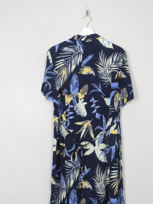 Vintage Navy Hawaiian Print Style Dress M/L - The Harlequin