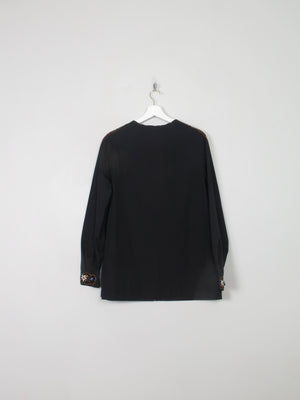 Women's Black Embroidered Long Sleeved Top M/L - The Harlequin