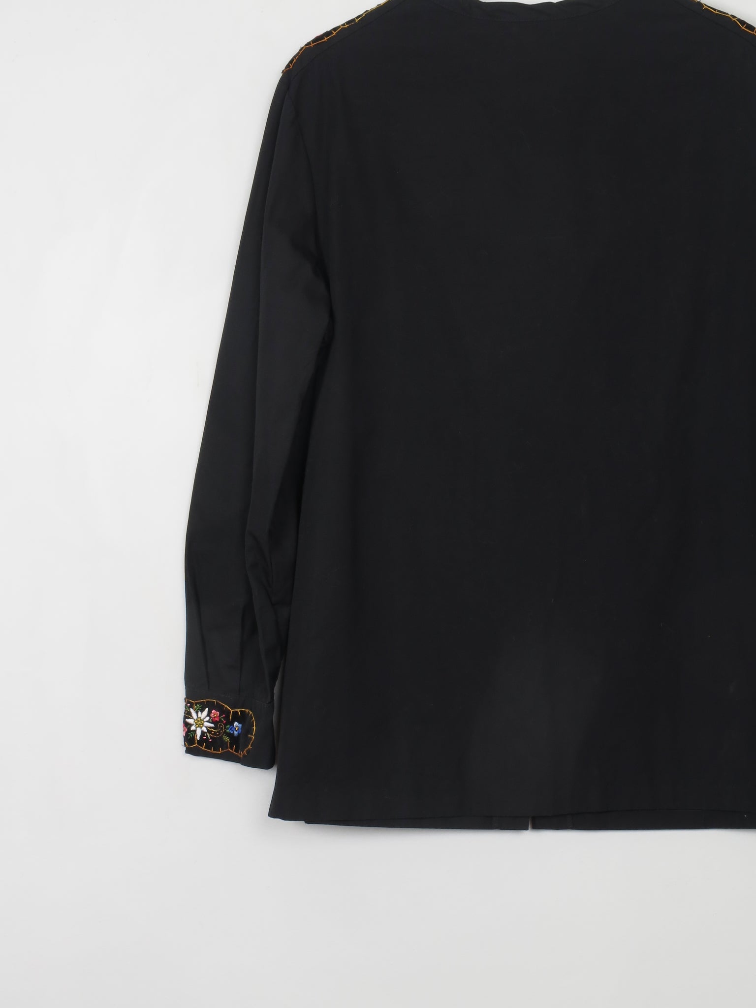 Women's Black Embroidered Long Sleeved Top M/L - The Harlequin