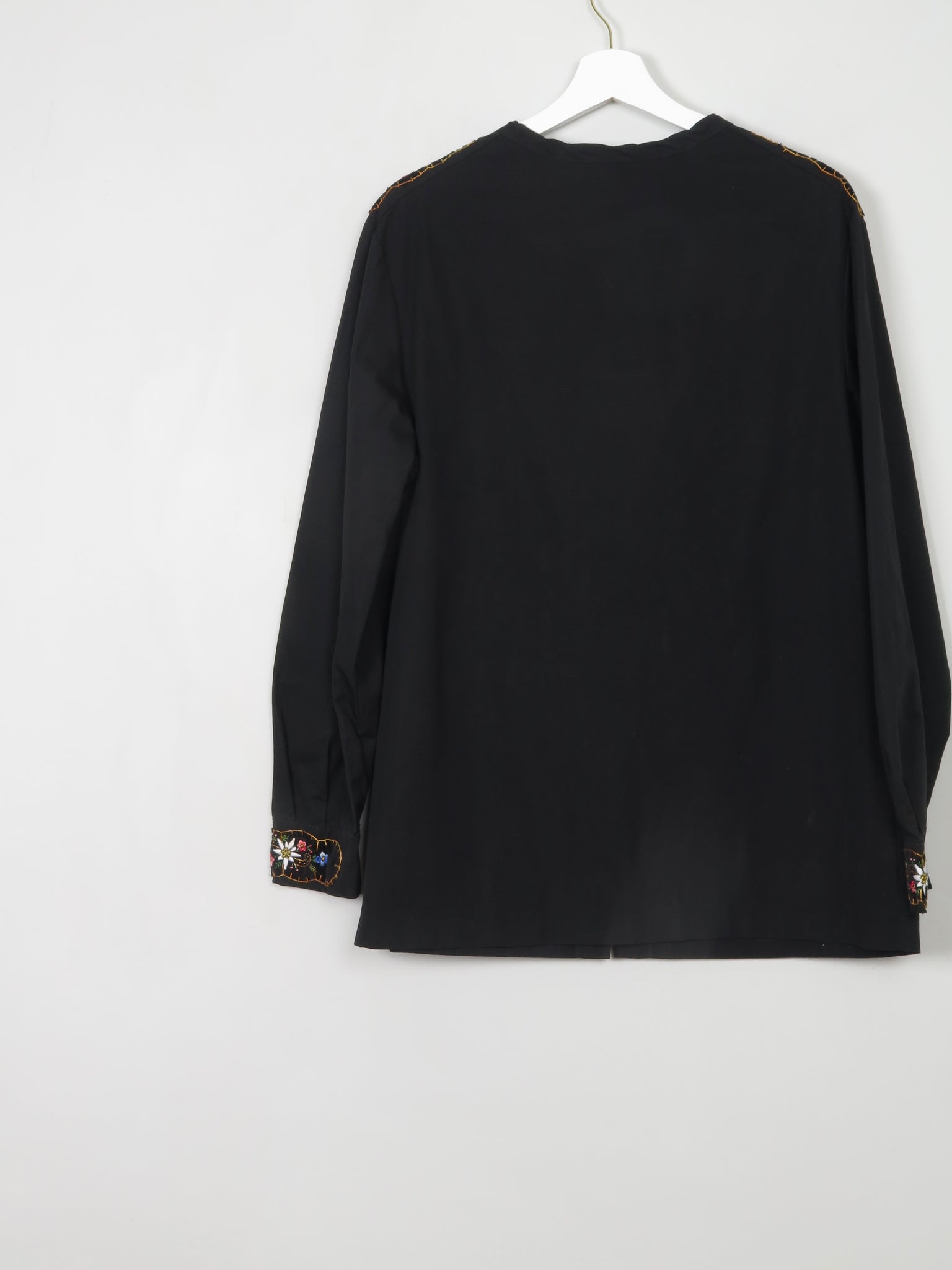 Women's Black Embroidered Long Sleeved Top M/L - The Harlequin