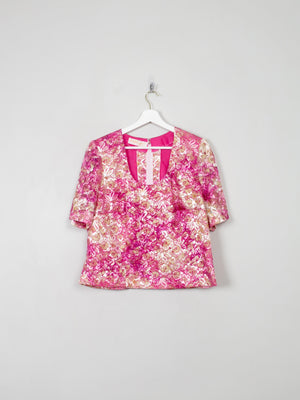 Women's Vintage Pink Lace Wolfangel Top L - The Harlequin