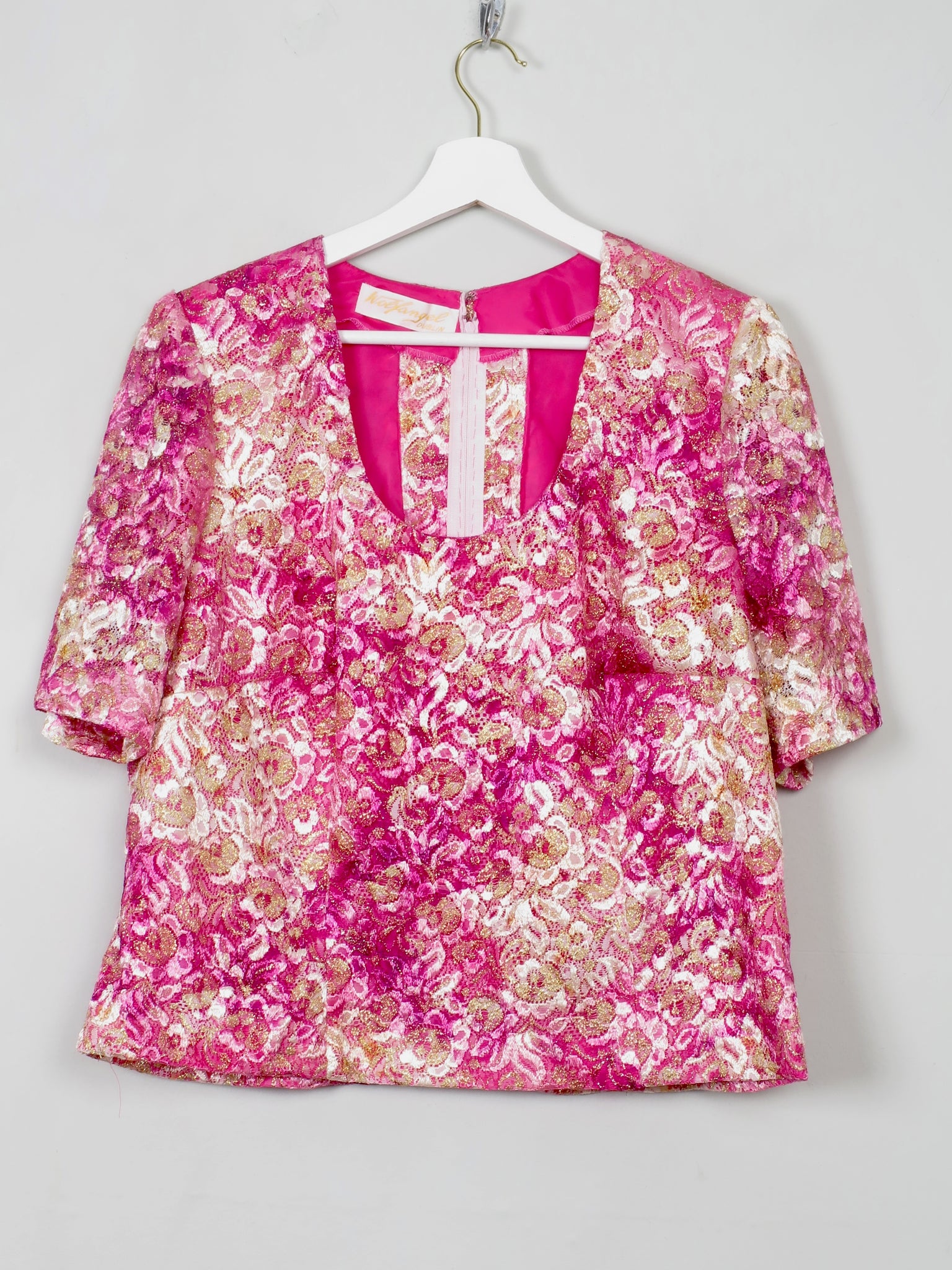 Women's Vintage Pink Lace Wolfangel Top L - The Harlequin