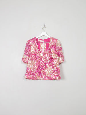 Women's Vintage Pink Lace Wolfangel Top L - The Harlequin