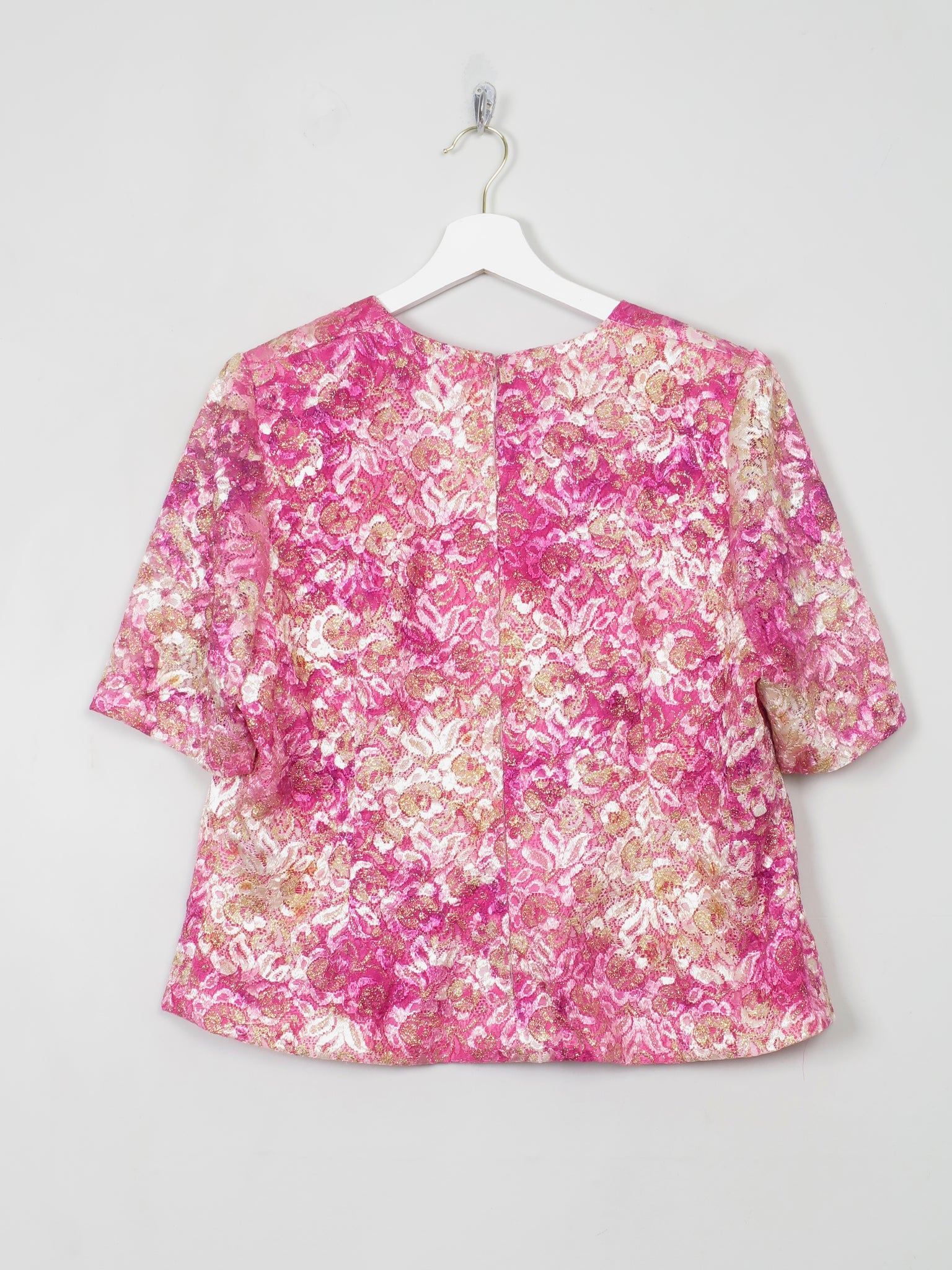 Women's Vintage Pink Lace Wolfangel Top L - The Harlequin