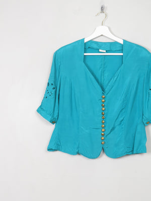 Vintage Aqua Green Blouse L - The Harlequin
