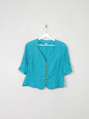 Vintage Aqua Green Blouse L - The Harlequin