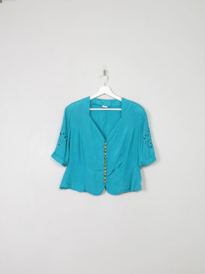 Vintage Aqua Green Blouse L - The Harlequin