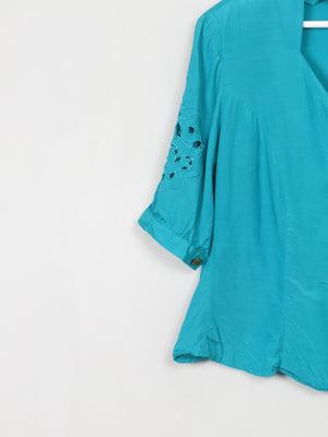 Vintage Aqua Green Blouse L - The Harlequin