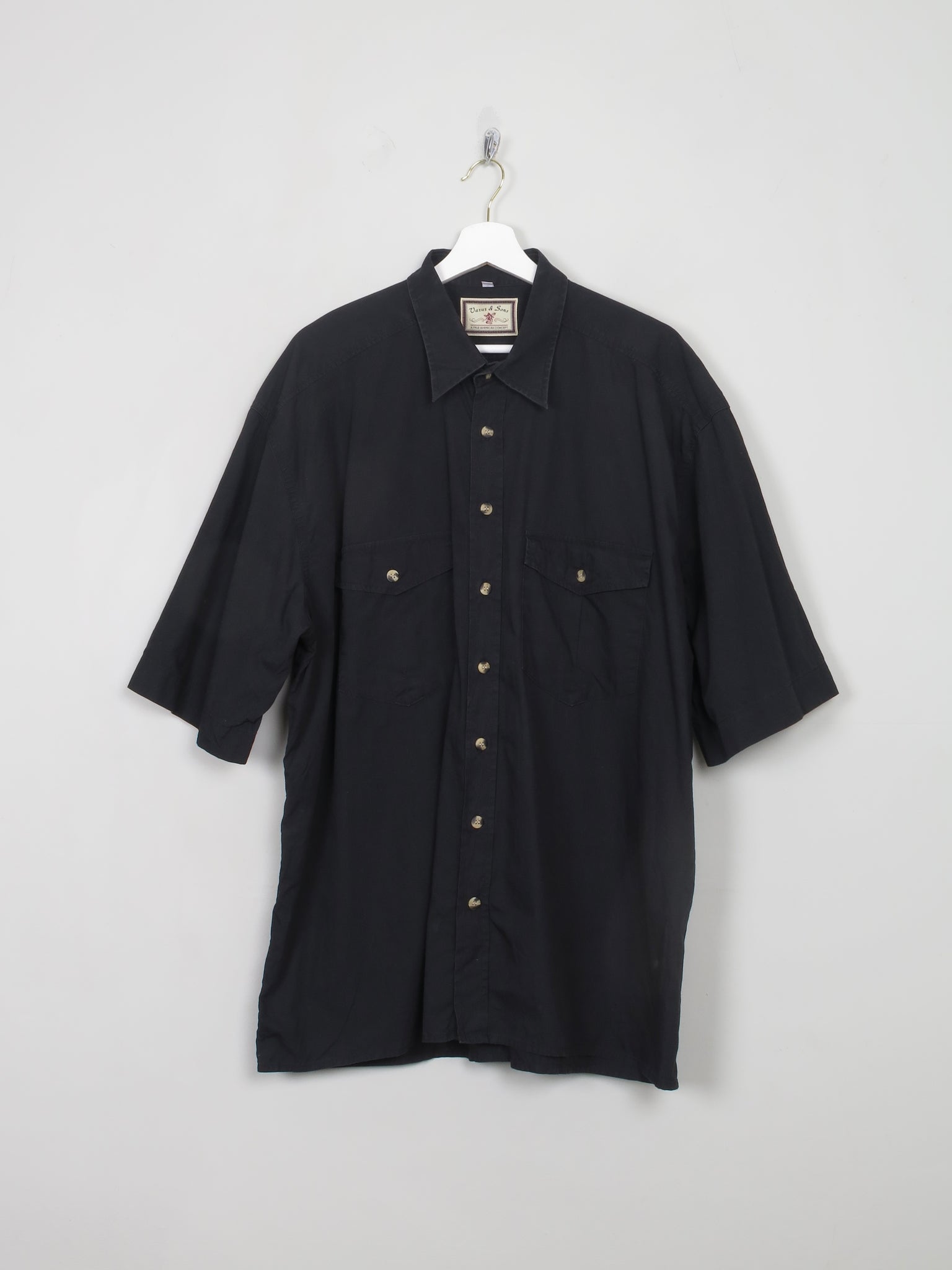 Men's Vintage Black Short Sleeved Shirt XL/XXL - The Harlequin